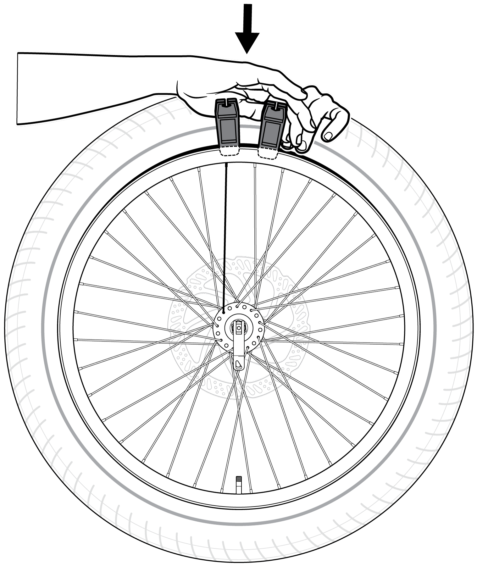 push both levers toward the center of the wheel