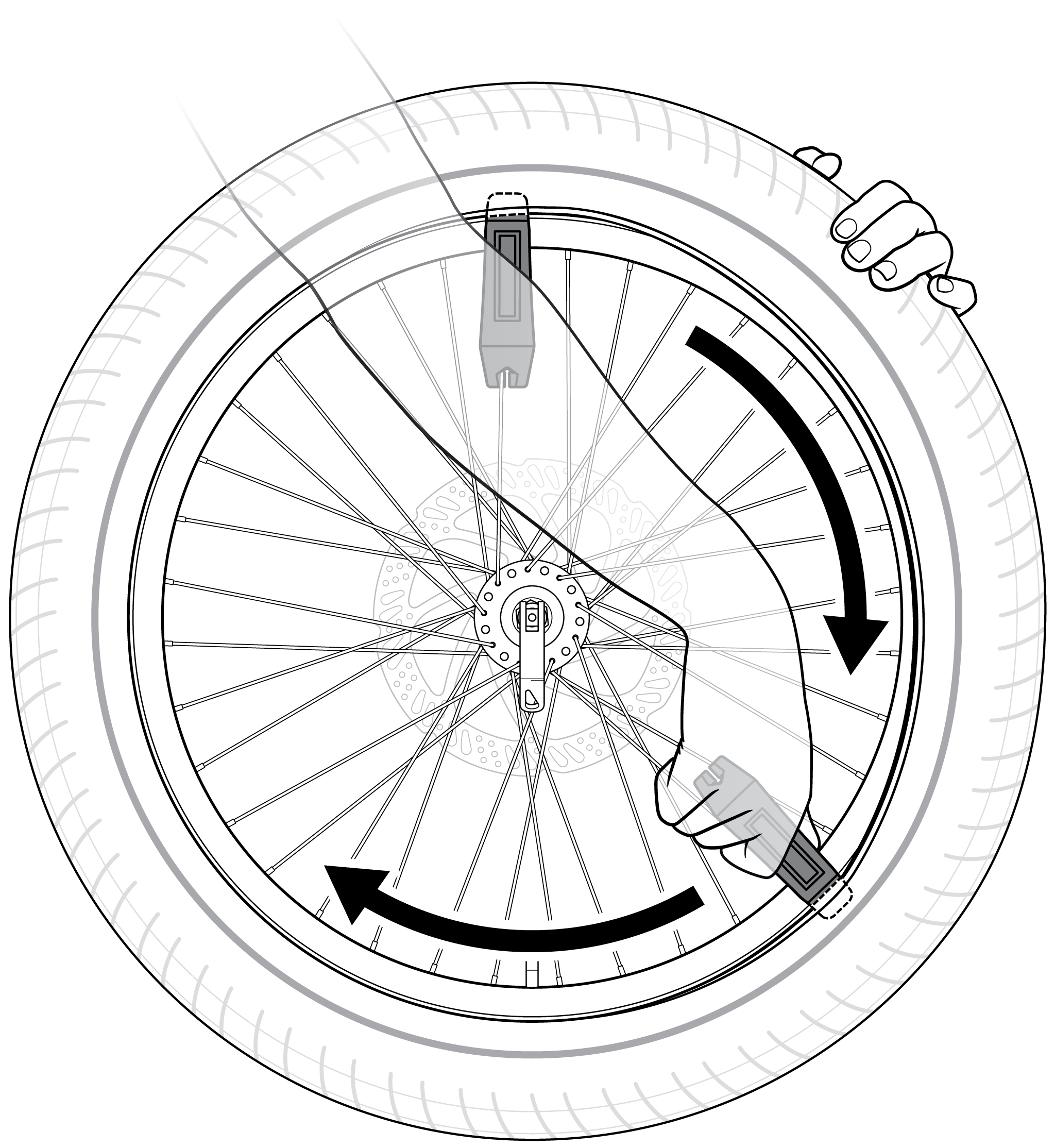 pull the lever around the rim