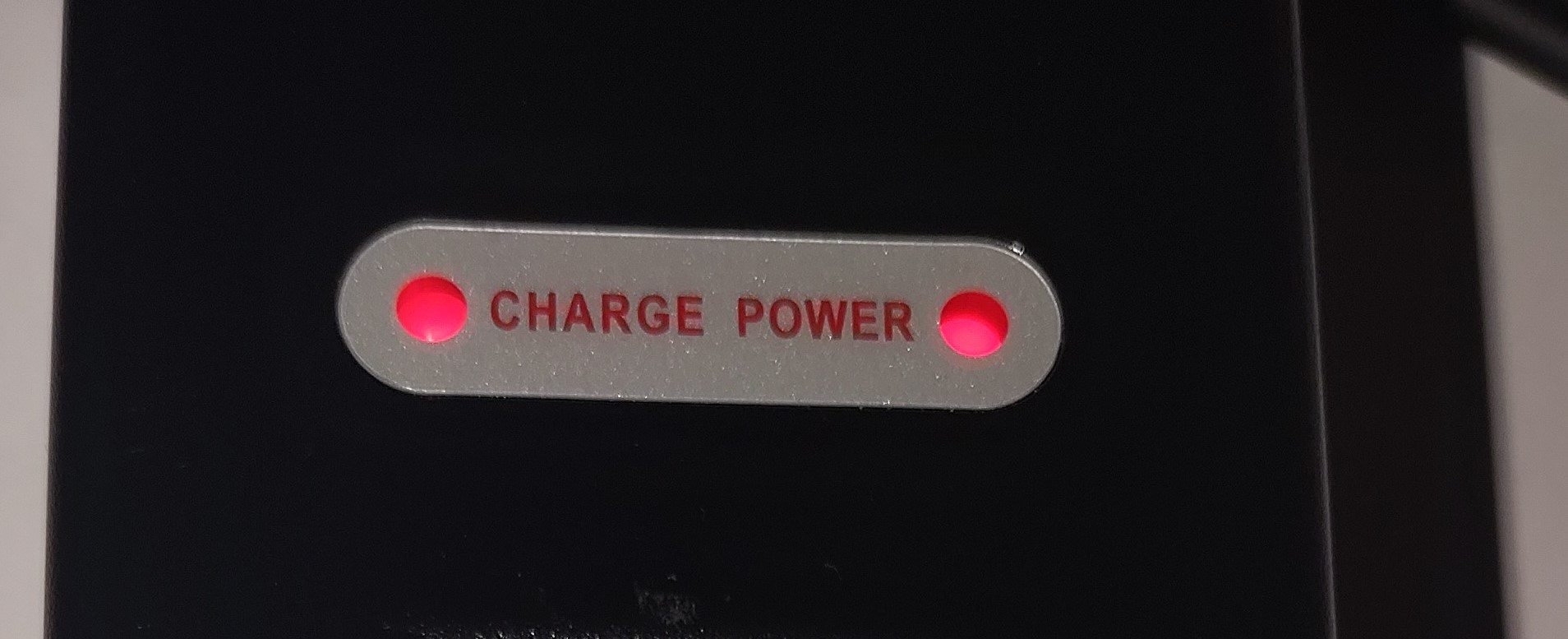 Rad charger that has two indicator lights and both are red